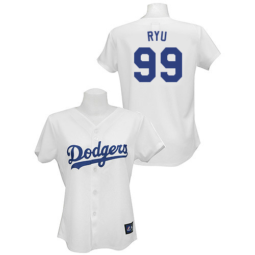 Hyun-jin Ryu #99 mlb Jersey-L A Dodgers Women's Authentic Home White Baseball Jersey